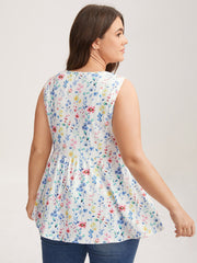 Floral Print Stretchy Colorful Babydoll Top