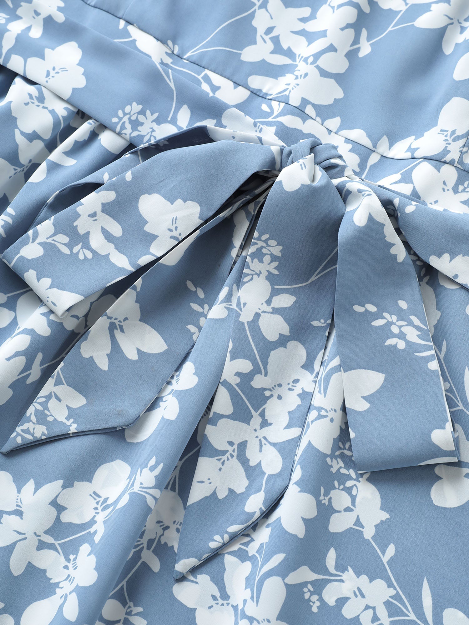 Silhouette Floral Print Patchwork Elastic Waist Dress