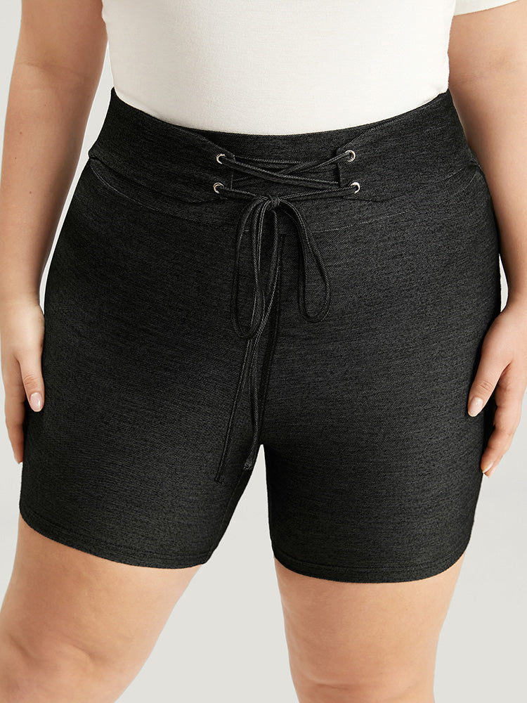 Solid High Rise Ties Very Stretchy Leggings