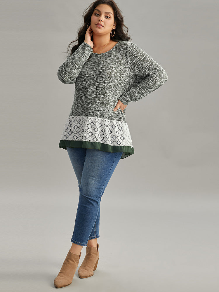 Heather Guipure Lace Round Neck T-shirt