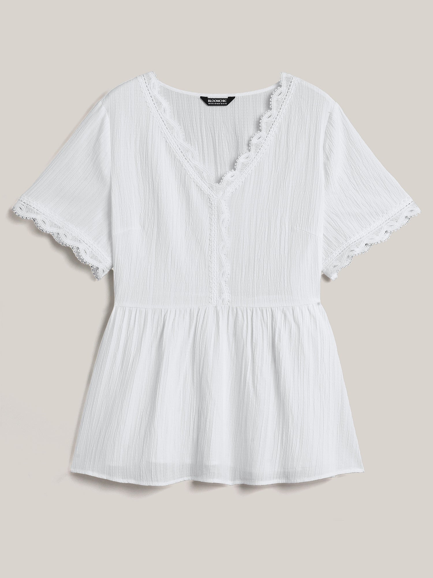 Scalloped Lace Textured Sheer Flared Shirt