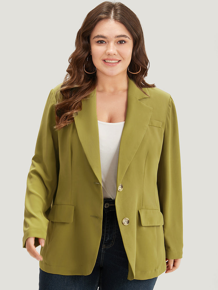 Plain Pocket Button Up Suit Collar Blazer