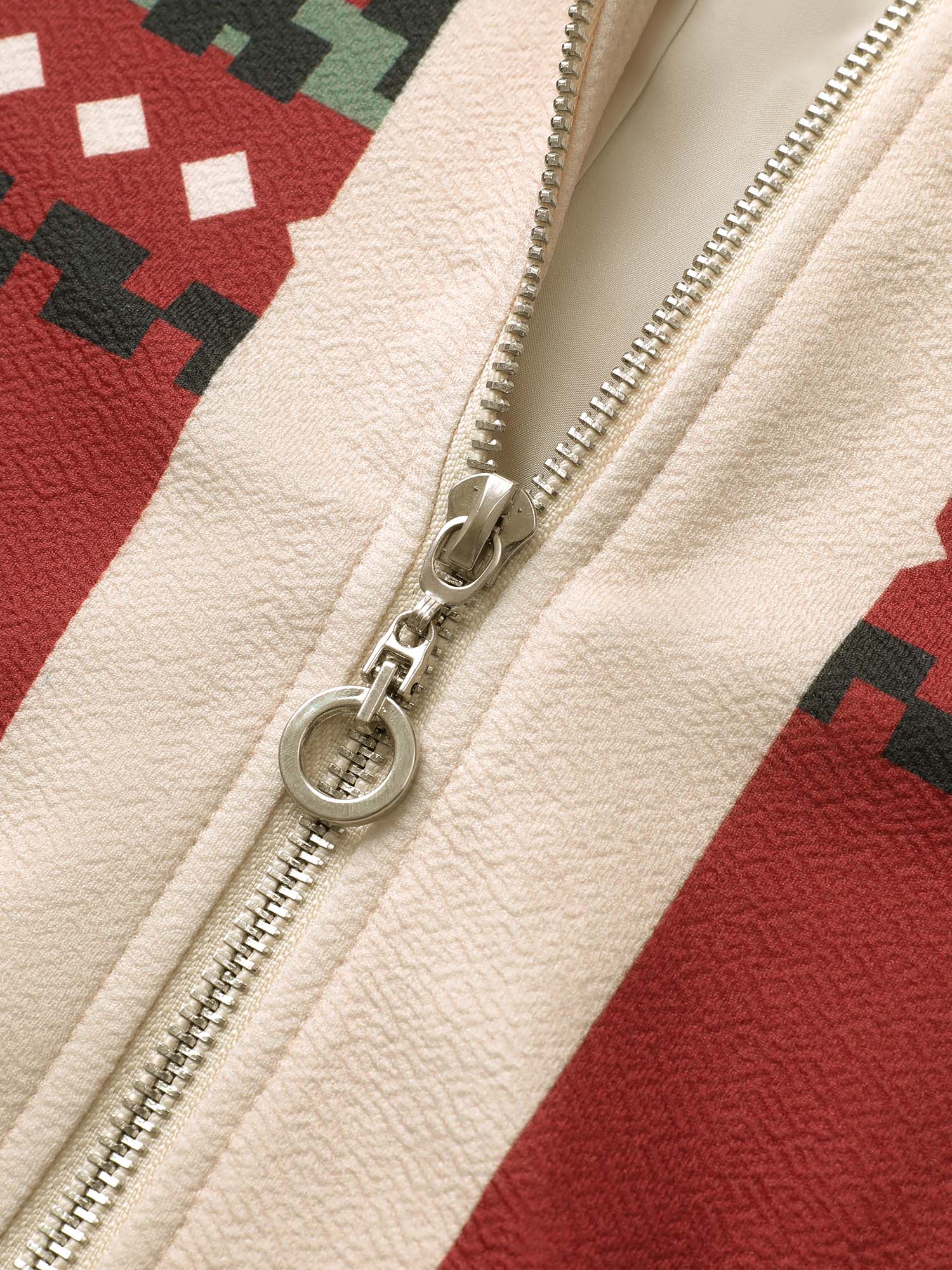 Colorblock Rib Knit Pocket Zipper Fly Jacket