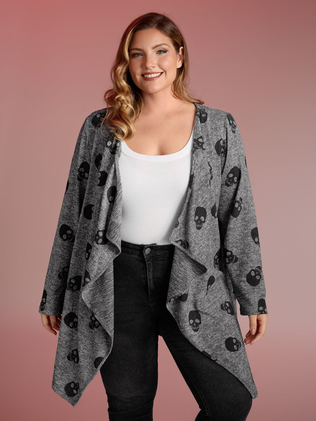 Skulls Everywhere Asymmetrical Edge Jacket