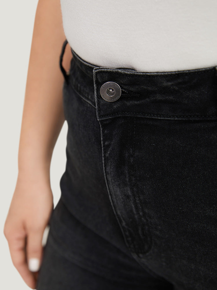 Beaded Detail Pocket Very Stretchy Black Wash Jeans