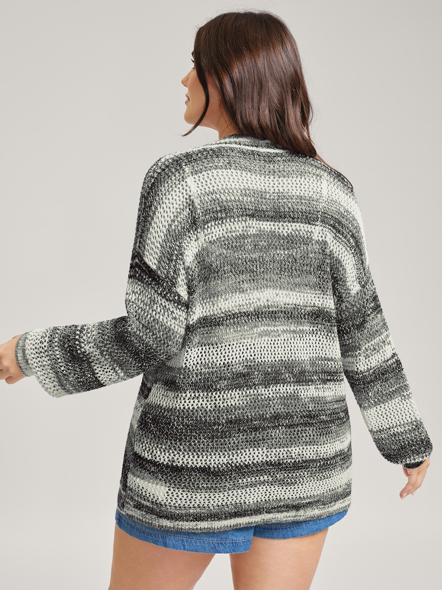 Heather Monochrome Striped Lightweight Cardigan