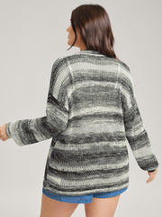 Heather Monochrome Striped Lightweight Cardigan