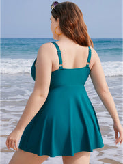 Adjustable Straps Ruffles Wrap Split Swim Dress