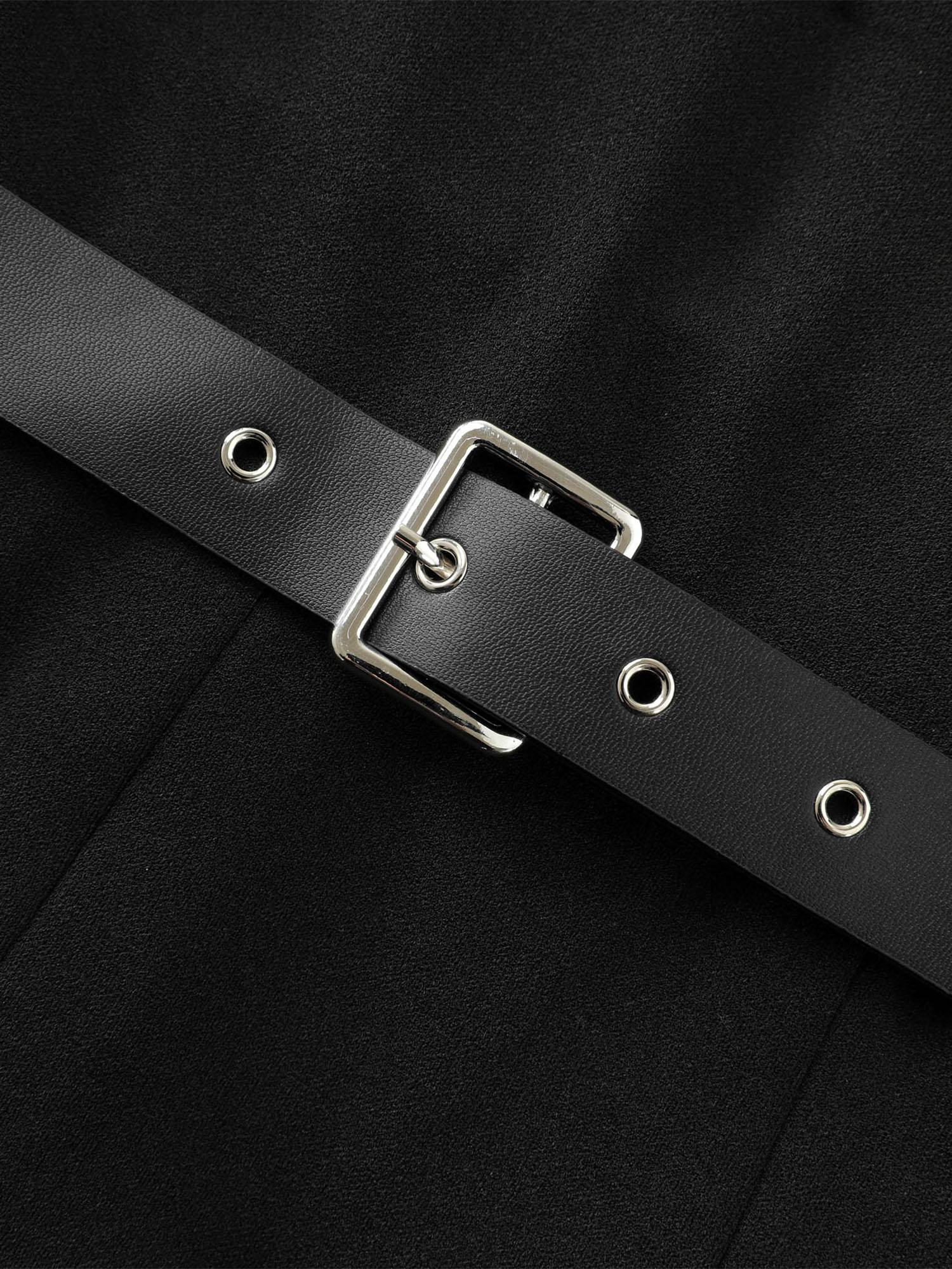 2-in-1 Color Contrast Belted Midi Dress