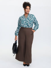 Side Seam Pockets Stretchy Waist Wide-Leg Pants
