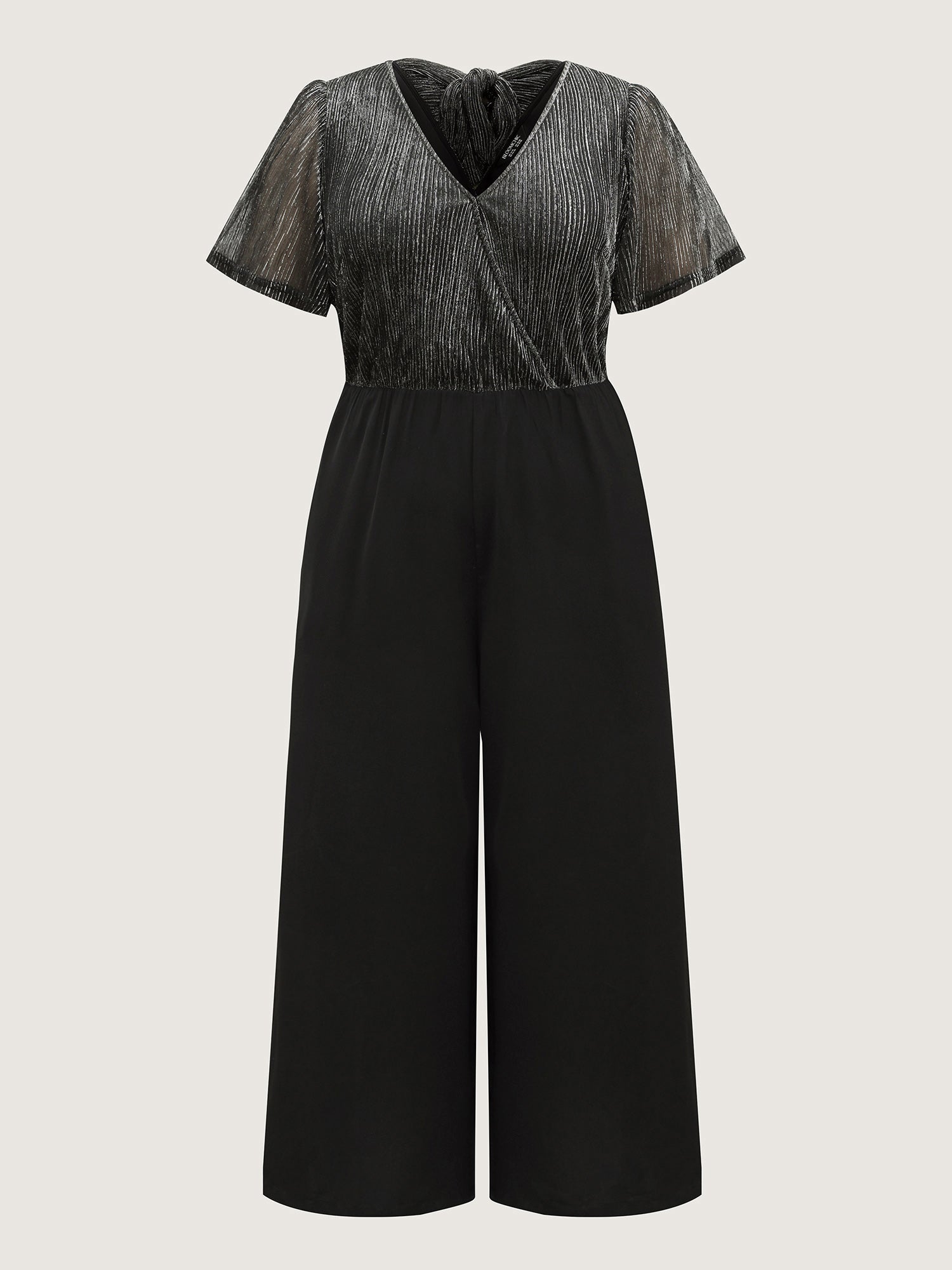 Shimmery Bow Back Tie Contrast Jumpsuit