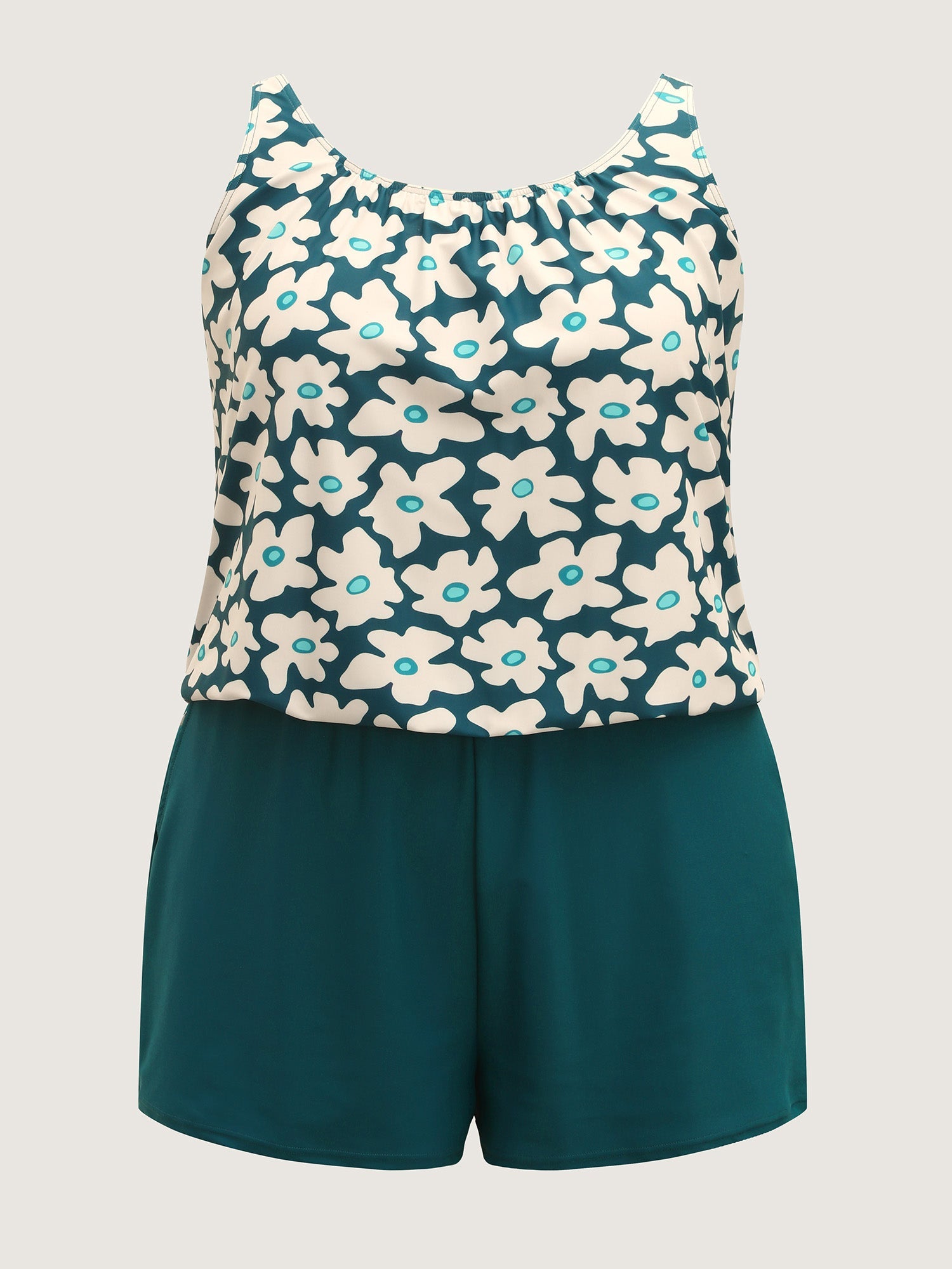 Floral Print Contrast One-Piece Swimsuit