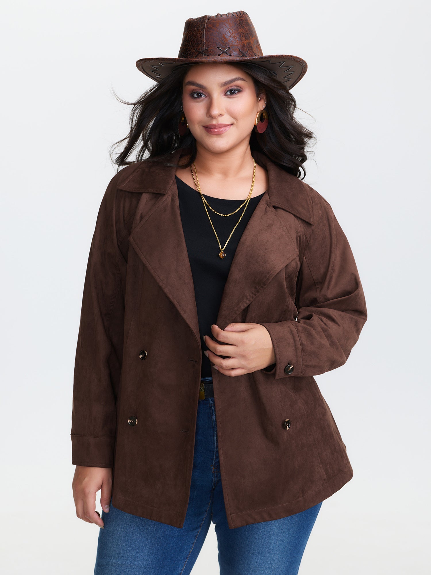 Suede Velvet Cinched-Waist Lined Jacket