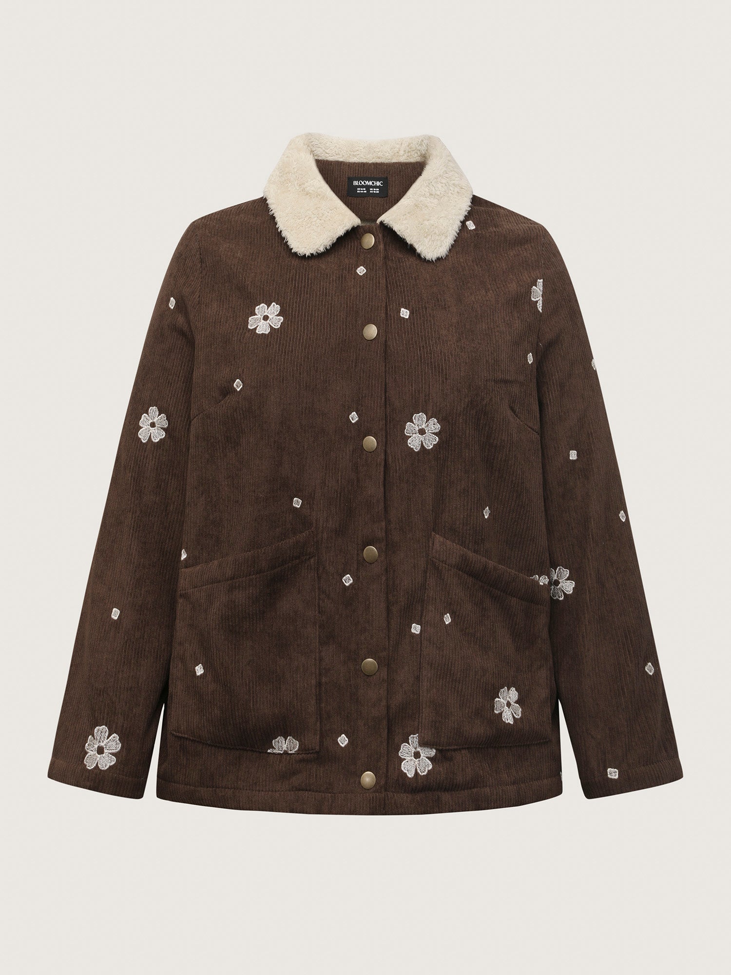 Floral Emrboidered Textured Button Jacket