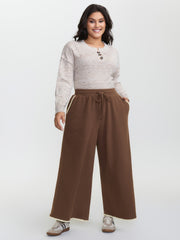 Shell Shaped Embroidery Contrast Pants