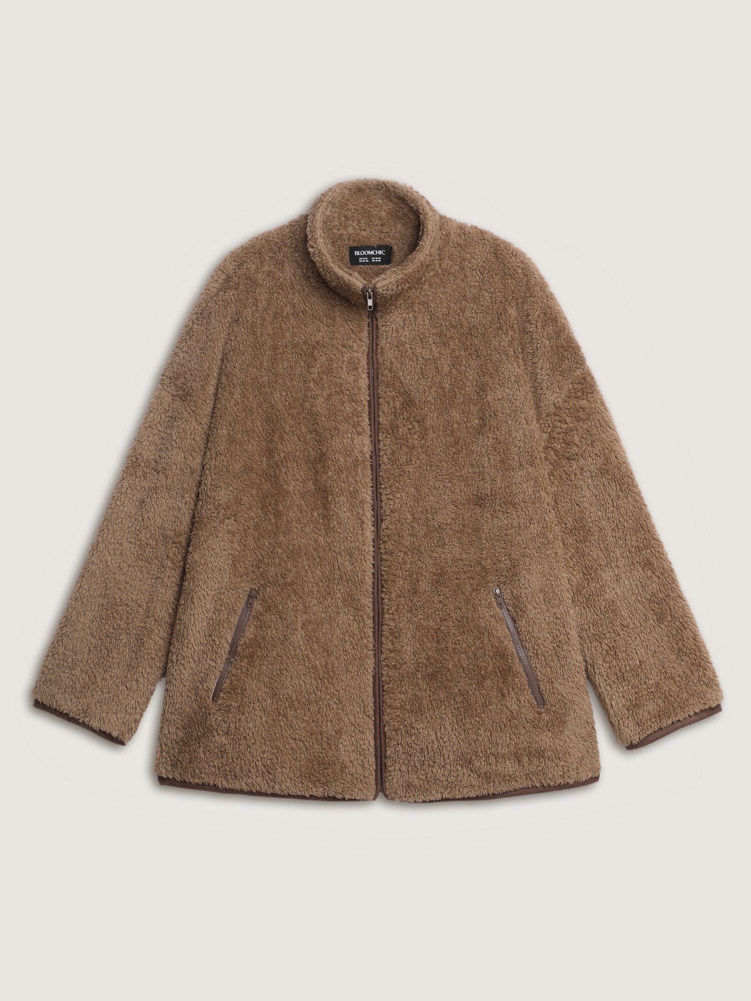 Furry Textured Color Contrast Pockets Jacket