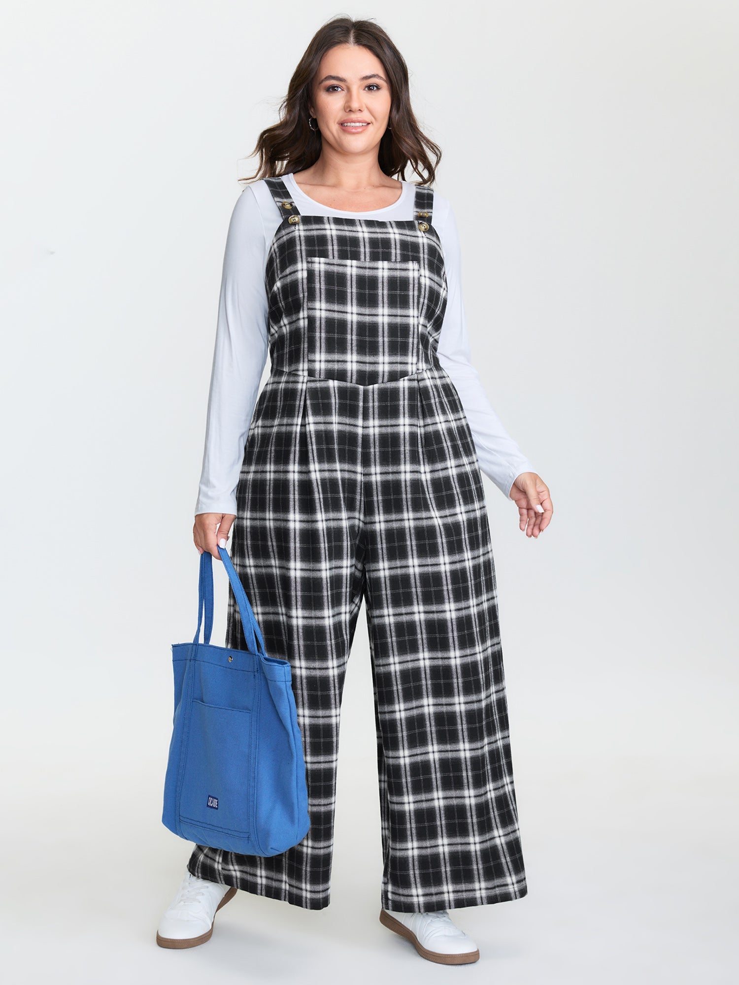 Checkered Overall Straps Jumpsuit