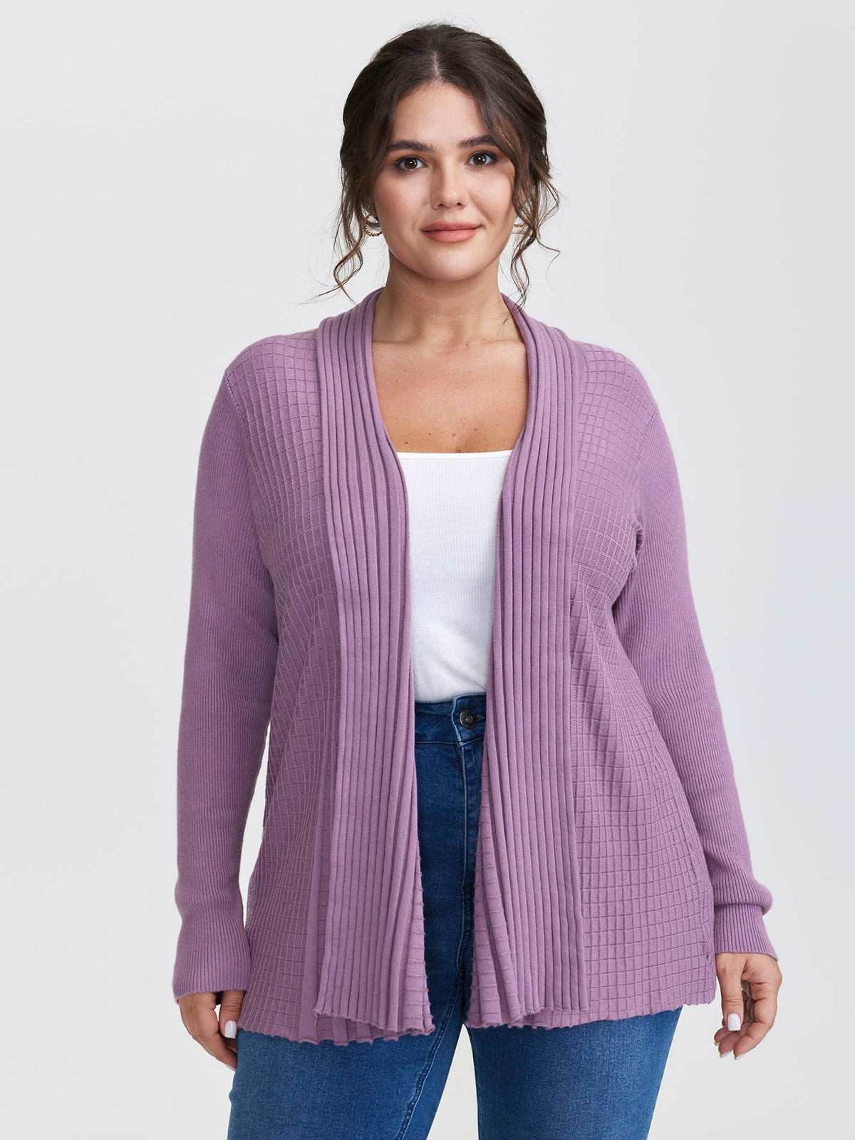 Shawl Collar Textured A-Line Cardigan