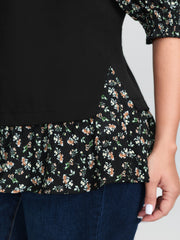 2-in-1 Floral Print Knit Top