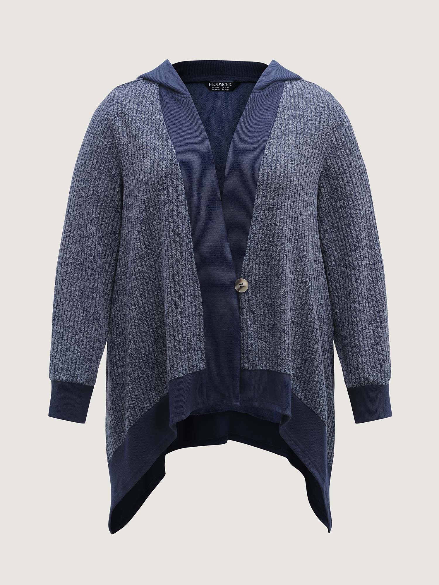 Textured Contrast Edge Hooded Jacket