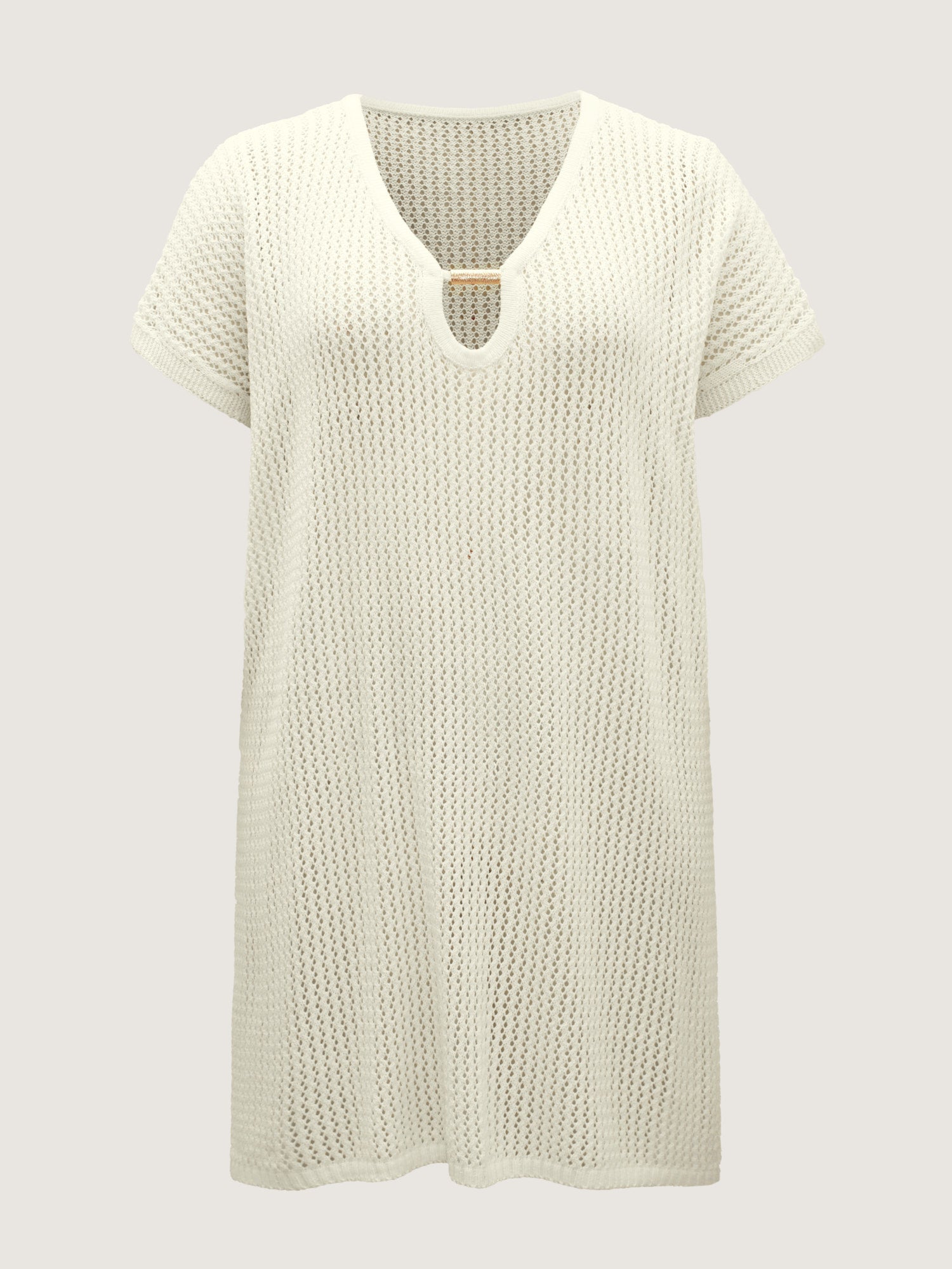 Slit Cut-Out Metal Ring Swim Cover-Up