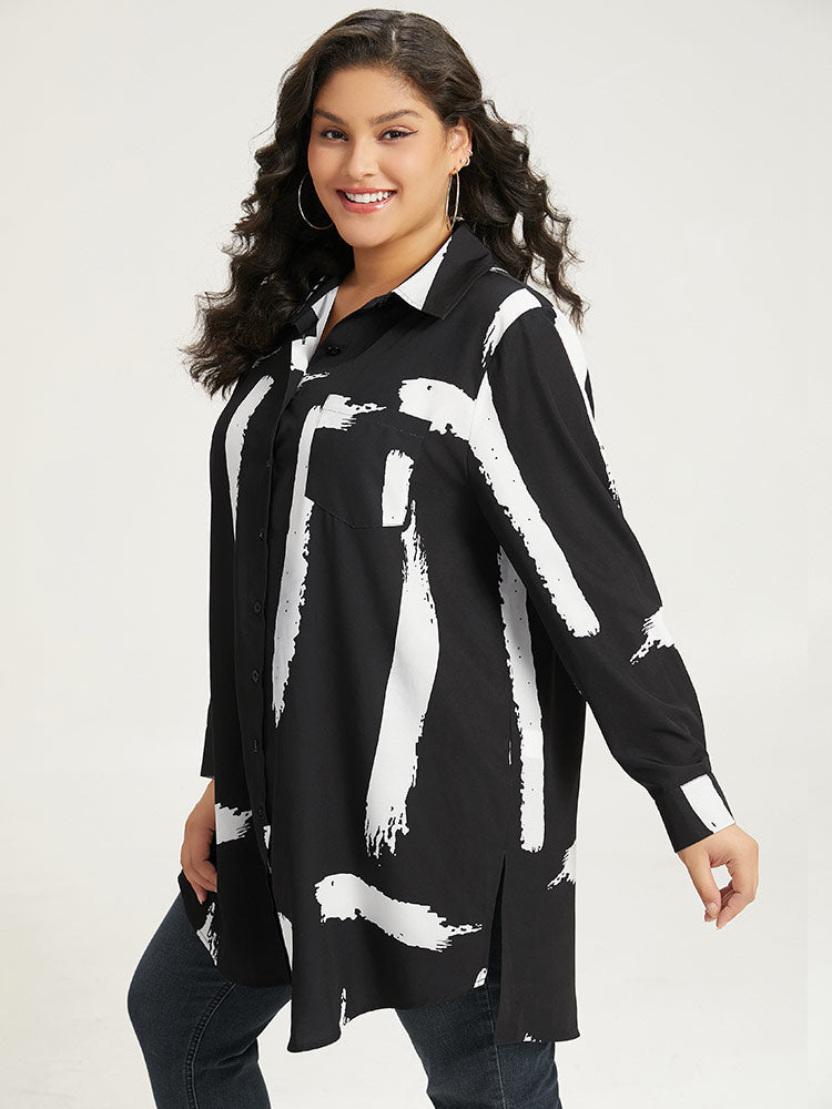 Halloween Brush Print Button Through Split Hem Kimono