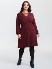 Cable Knit Textured Cut-Out Sweater Dress