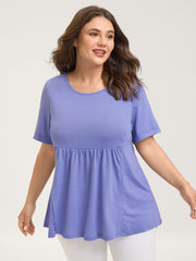 Slim Cut Plain Knit Round Neck Top