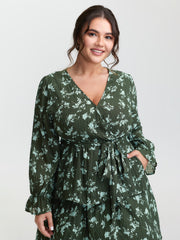 Silhouette Flower Tiered Belted Maxi Dress