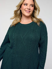 Twisted Pattern Textured Midi Sweater Dress