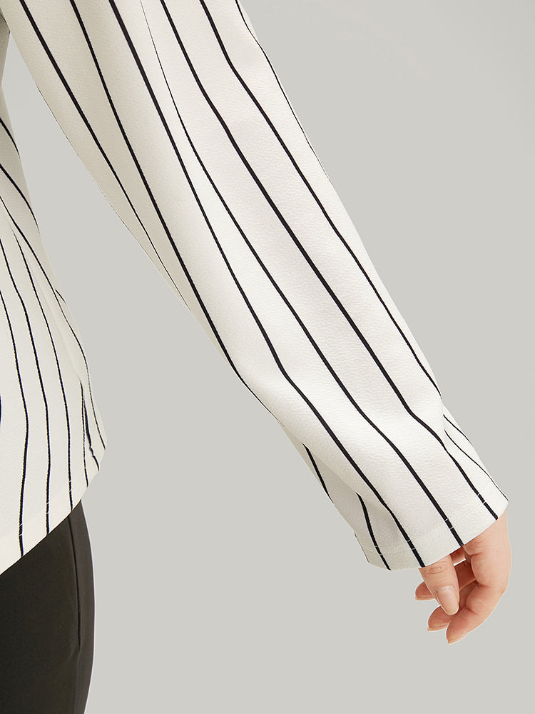 Striped Lapel Collar Open Front Blazer