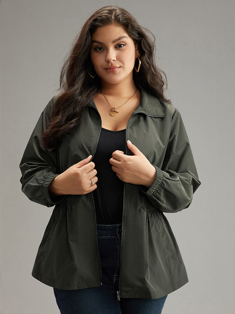 Wind-Resistant Waistline Inside Zipper Fly Windbreaker