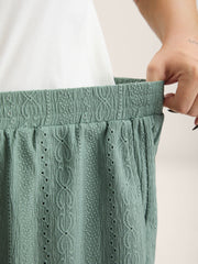 Eyelet Trim Textured Breezy Shorts