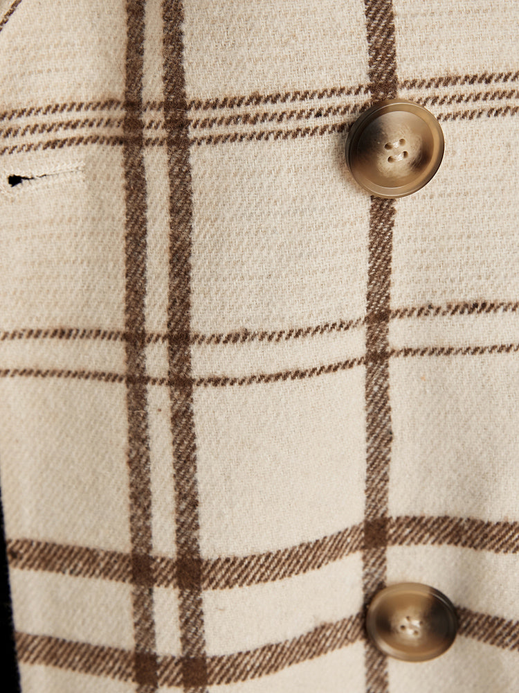 Plaid Suit Collar Button Down Pocket Blazer