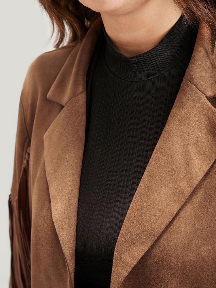 Solid Fringe Trim Open Front Coat