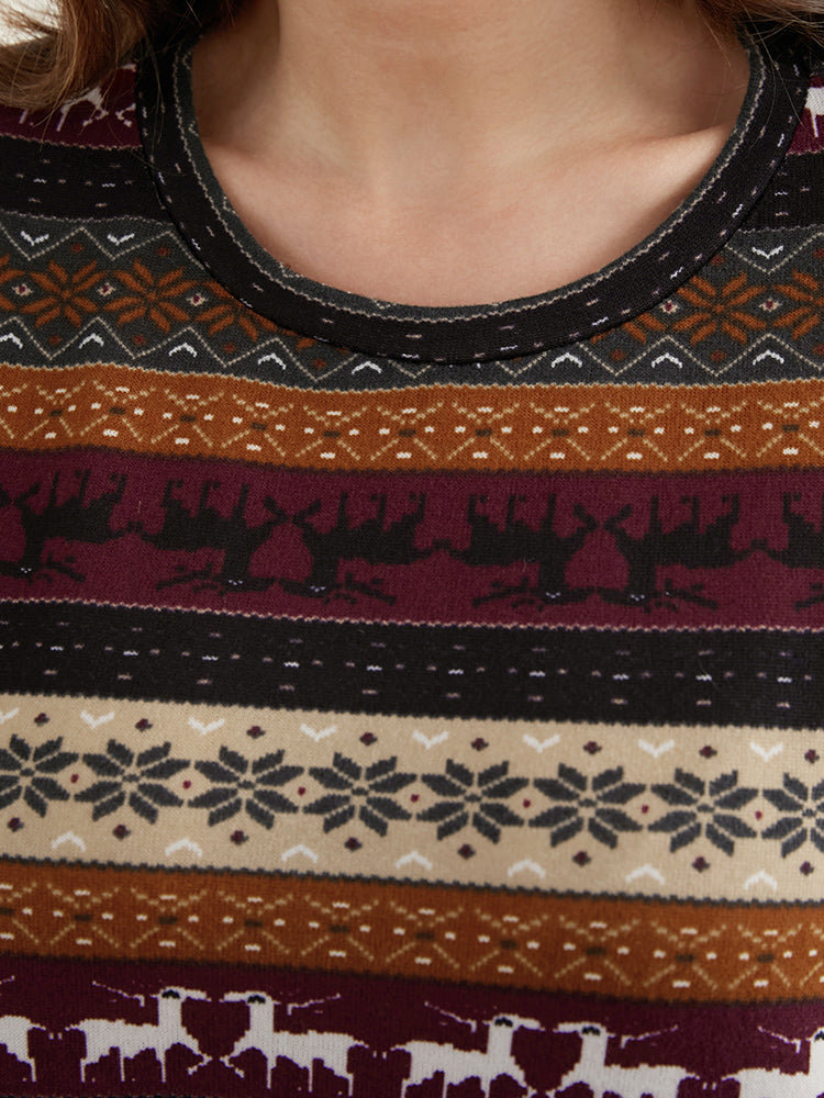 Snowflake & Elk Print Pajama Set