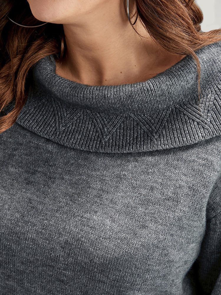 Solid Pointelle Knit Foldover Off Shoulder Knit Top