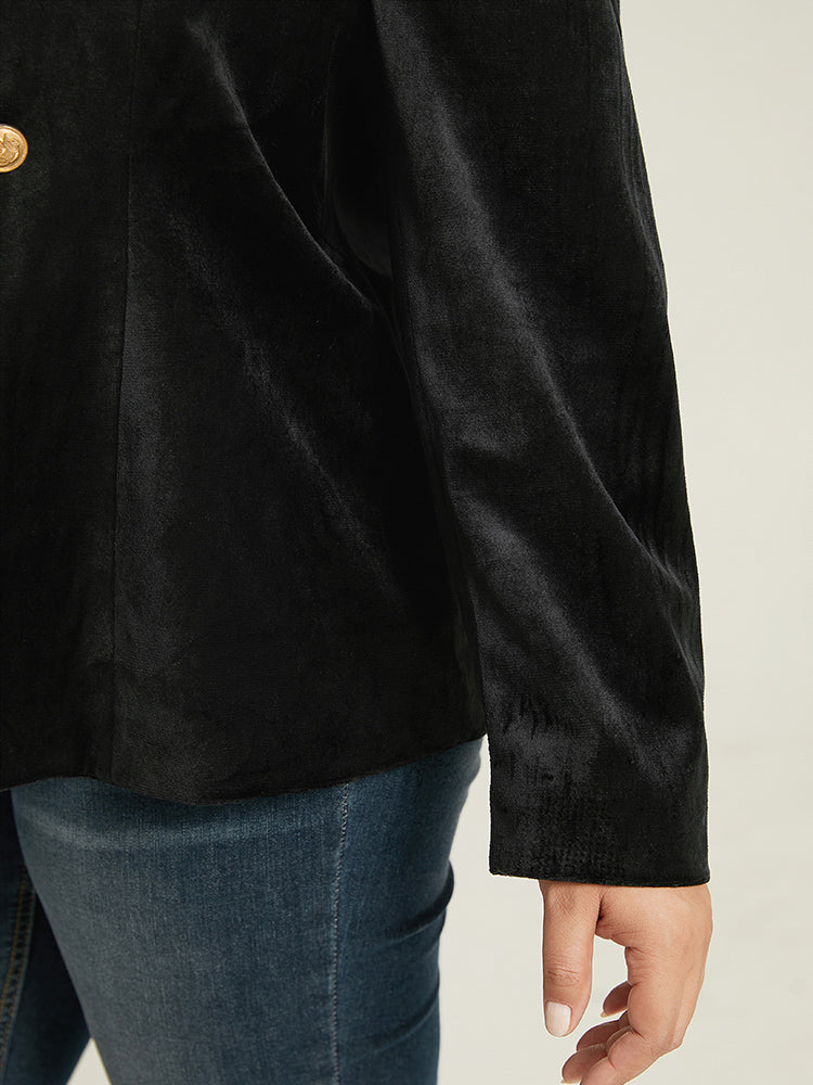Velvet Lapel Collar Metai Detail Blazer