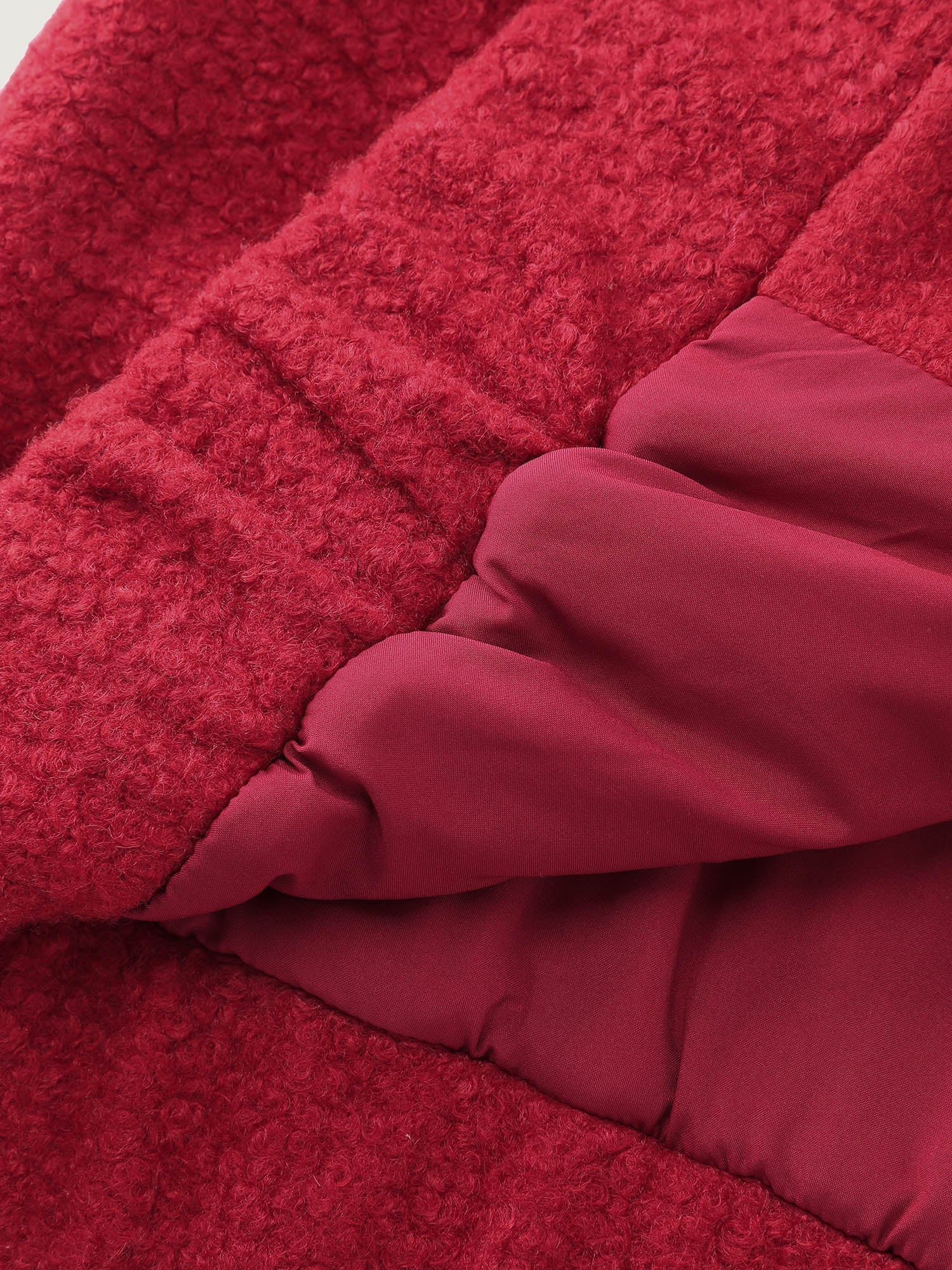 Textured Fuzzy Button Stretchy Hem Jacket