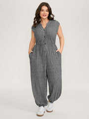 Supersoft Textured Notched Collar Jumpsuit