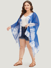 UltraCool Tie Dye Asymmetrical Hem Open Front Kimono
