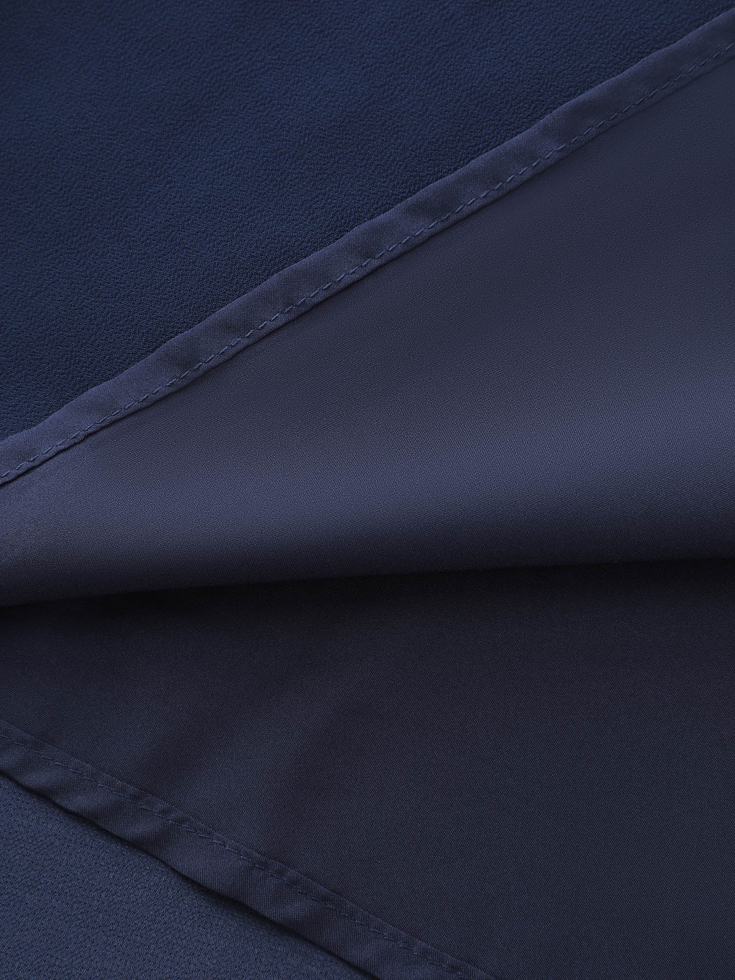 Sheer Lace Neckline Layered Pockets Midi Dress