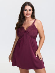 Sheer Satin Lace Mini Sleep Dress