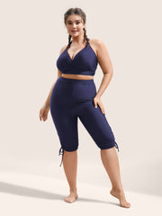 Solid High Rise Drawstring Side Swim Bottom