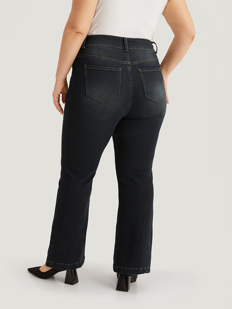 Plain Flare Leg Dark Wash Jeans