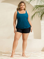 Side Drawstrings Plain Swim Top