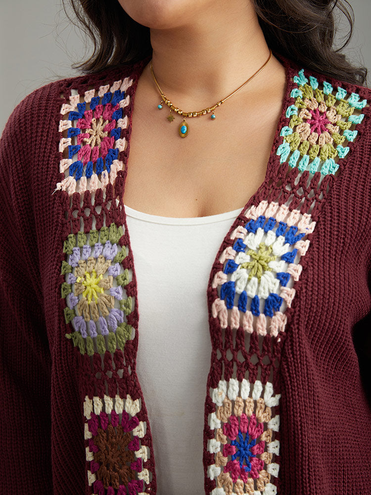 Floral Embroidered Open Front Cardigan