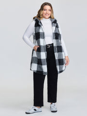 Checkered Reversible Hooded Vest Jacket