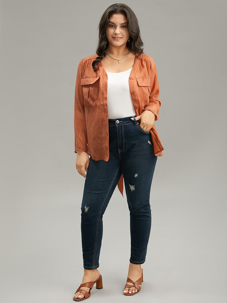 Halloween Plain Belted Pocket Button Up Gathered Coat