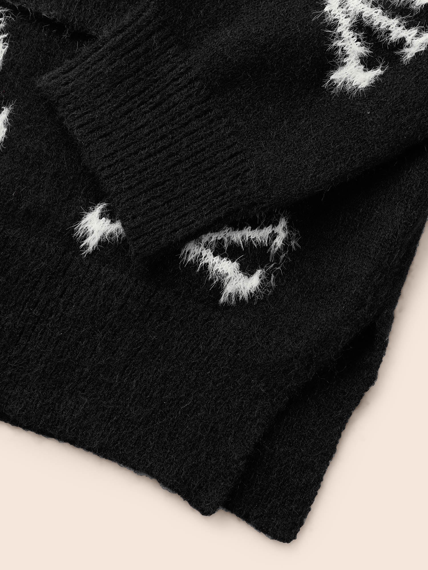 Skull Pattern Plus Jacquard Open Cardigan